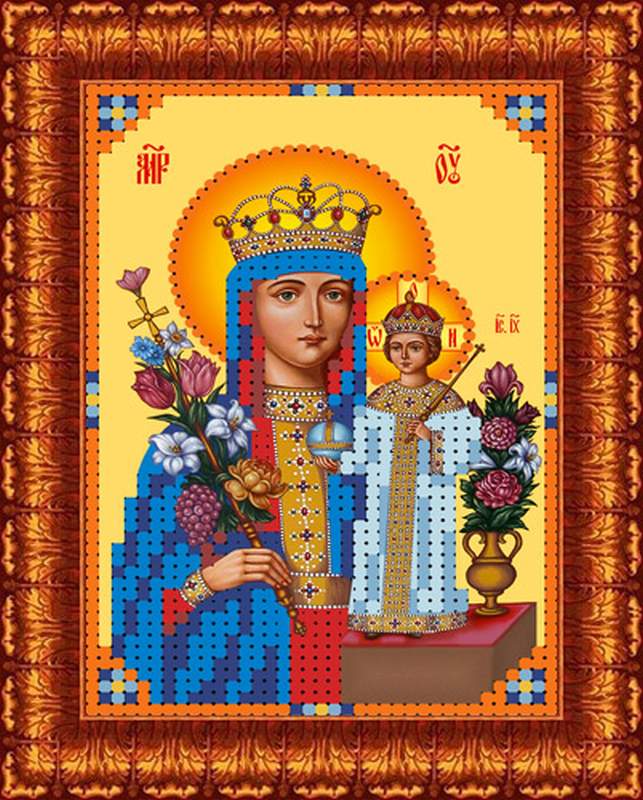 Икона Божья Матерь Неувядаемый цвет - Основа на габардине для вышивки бисером и крестом